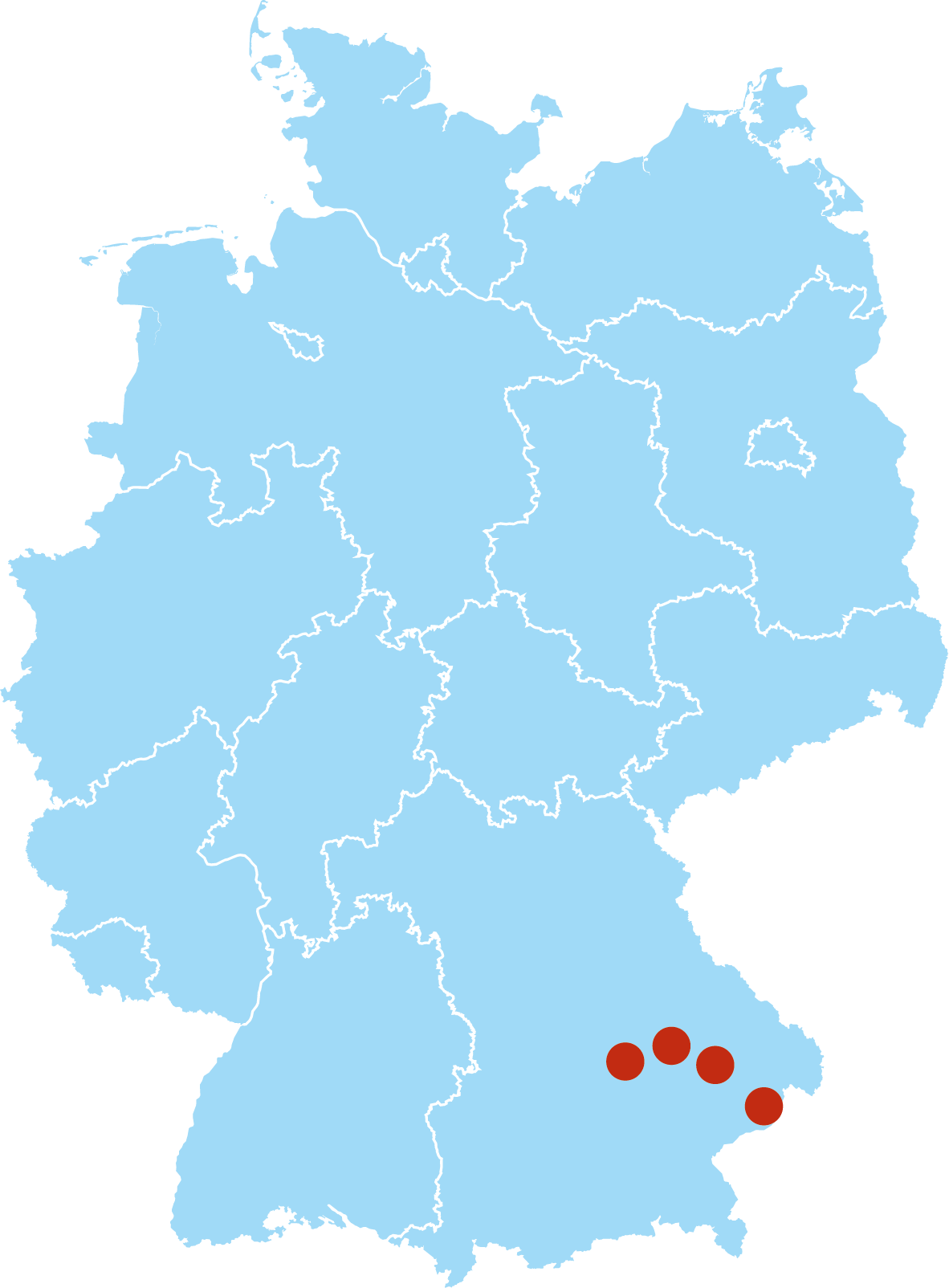 Deutschlandkarte mit ambulant betreute Senioren-WGs