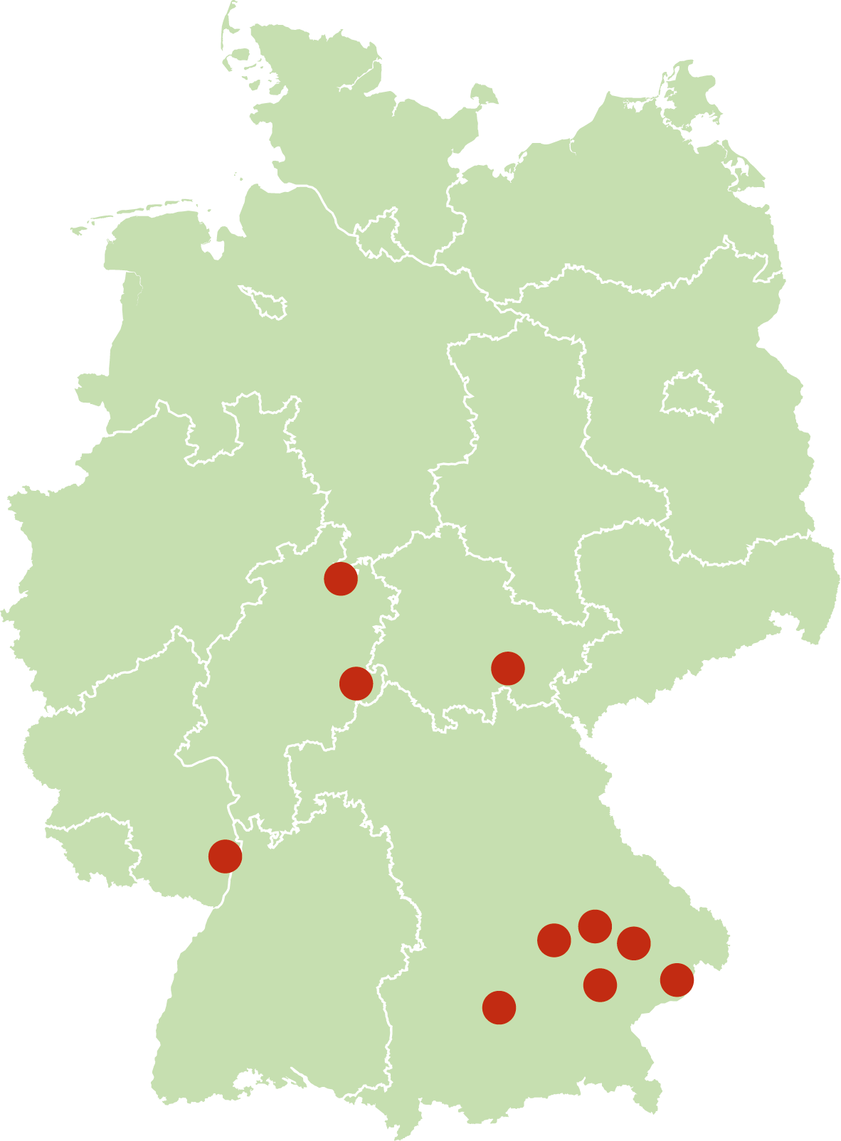 Deutschlandkarte mit Standorten der 24-Stunden-Pflege