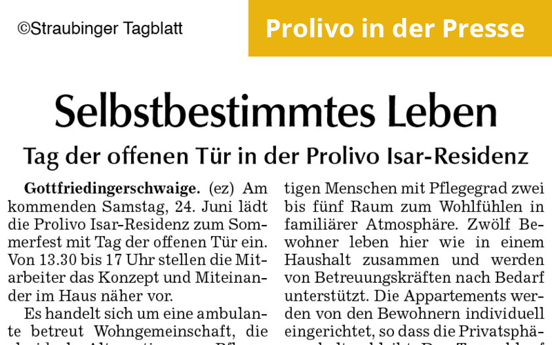 Selbstbestimmt Leben – Ambulant betreute Senioren-WG Isar-Residenz